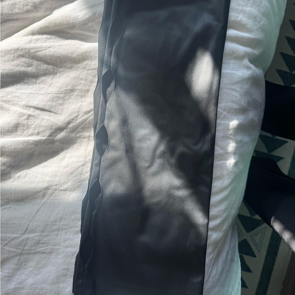 Zara Black Leather Pants with side pant cut outs